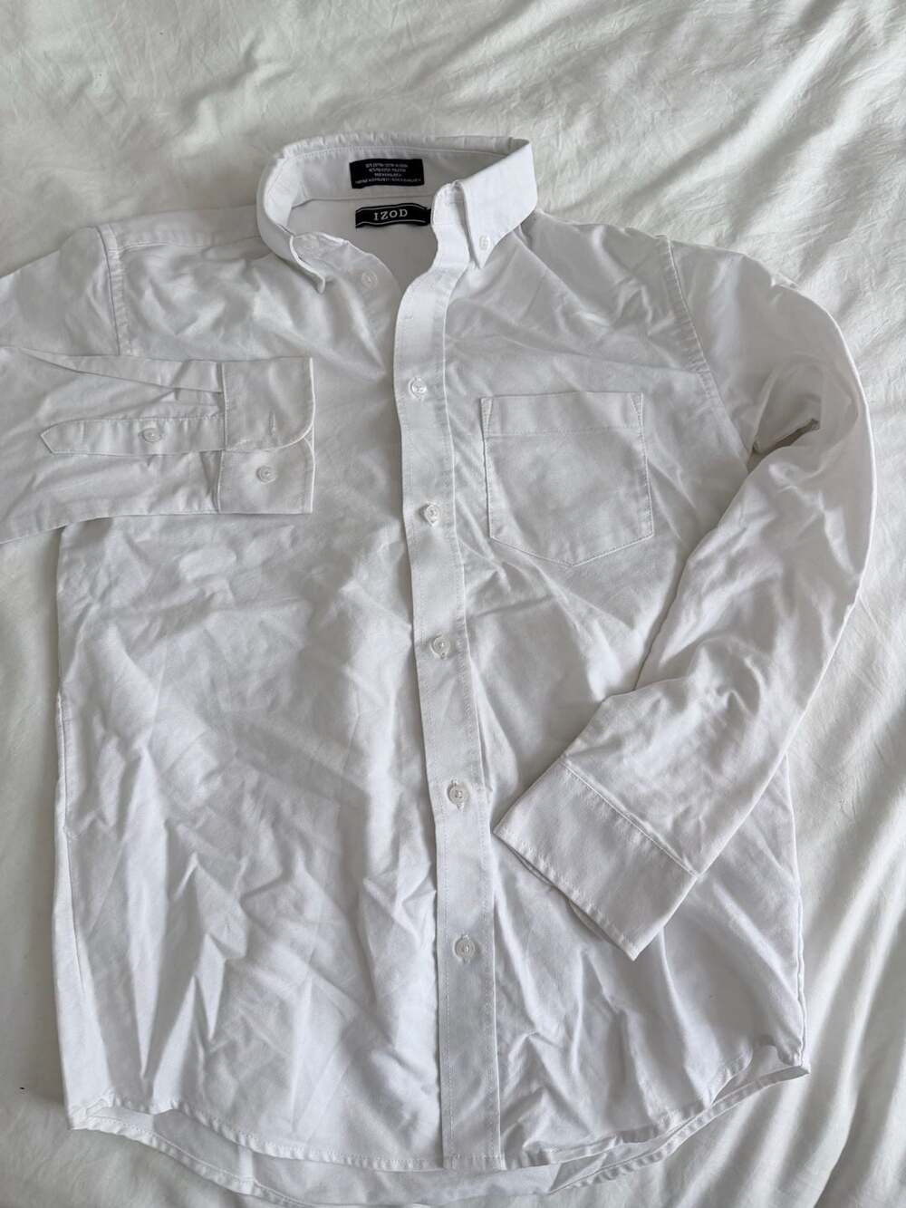 IZOD Boys Long Sleeve Button Down Oxford Shirt White Size 14